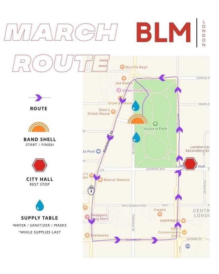 Black Lives Matter London Protest Route